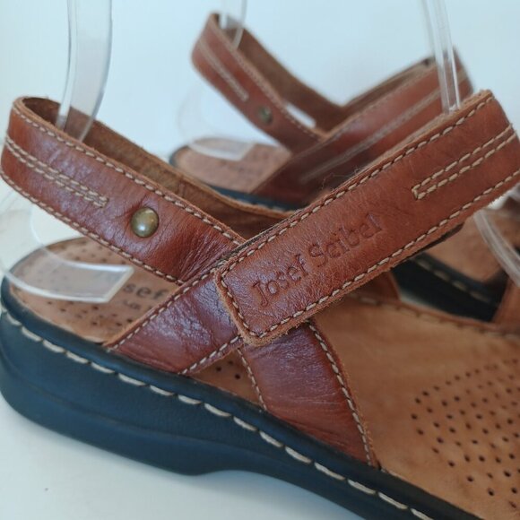 Josef Seibel Brown Leather Sandals Air Massage Flats Womens US 10 or Eur 40 - Picture 9 of 13